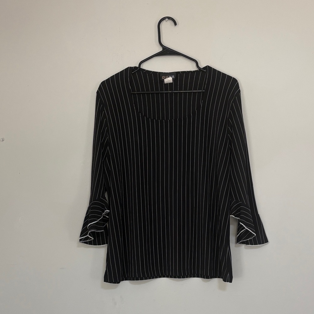 Top ES-SEPLUS Black and White Striped Women's